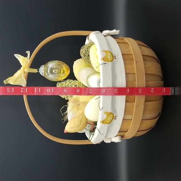2 Decorative Wood Spring Baskets with 18 Decorative Eggs 5 Chicks & 1 Eggholder - Picture 6 of 15